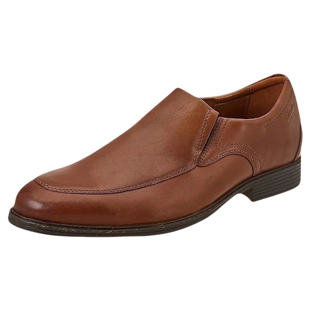 Clarks Whiddon Step Dark Tan Size 14M Slip-On Loafers Brown Leather Men's‎ Shoes